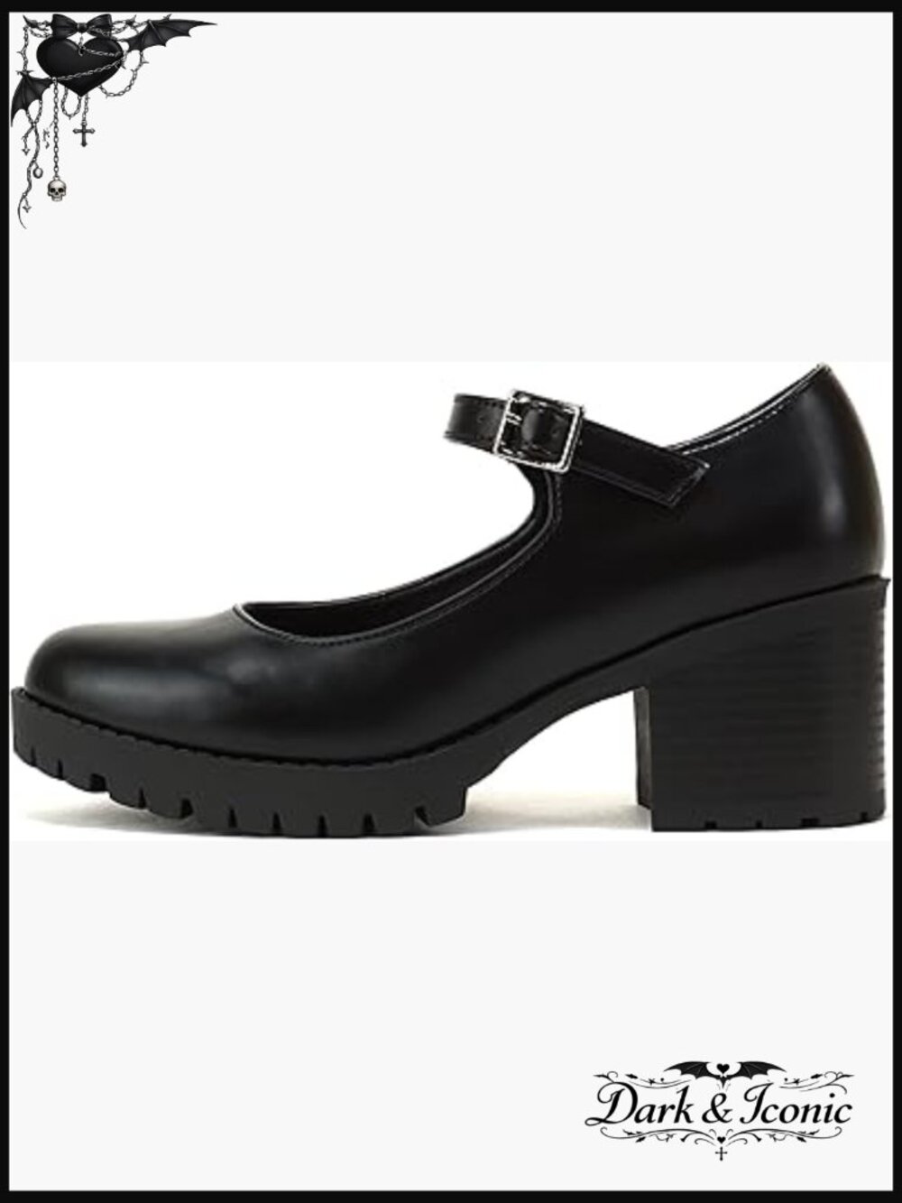 Women's Mary Jane Chunky Block Heel Pump Lug Sole with Ankle Strap